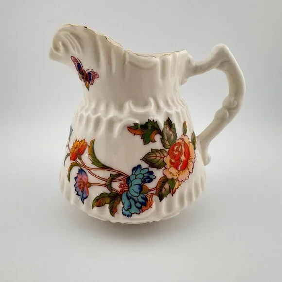 Vintage Aynsley Mini Creamer & Open Sugar Cottage Garden Fine English Bone China - Picture 9 of 15